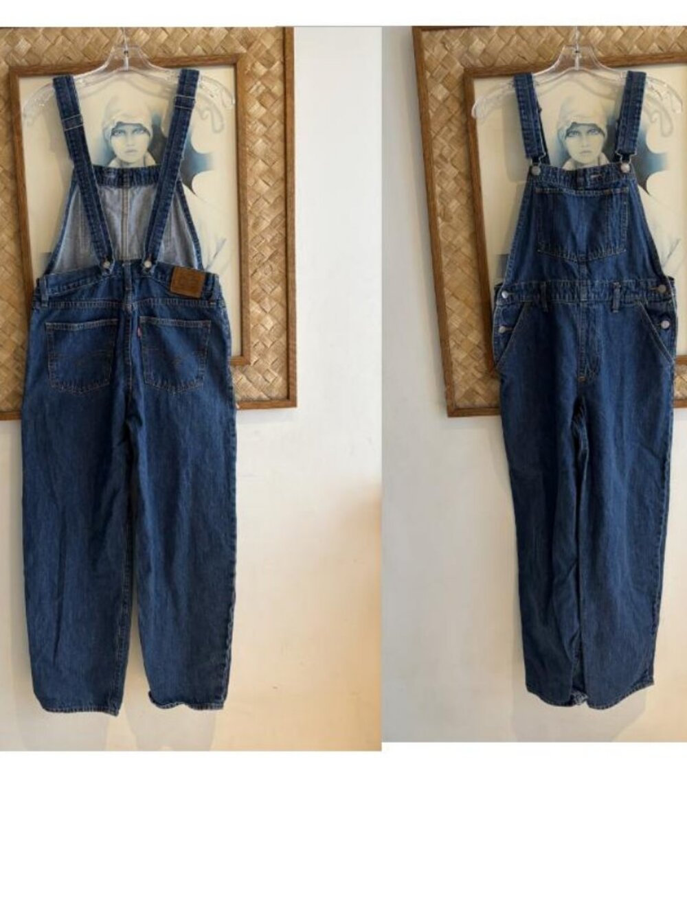Levi's Premium Dark Overalls Big E Bib Waterless Low Back Womens sz S vint style
